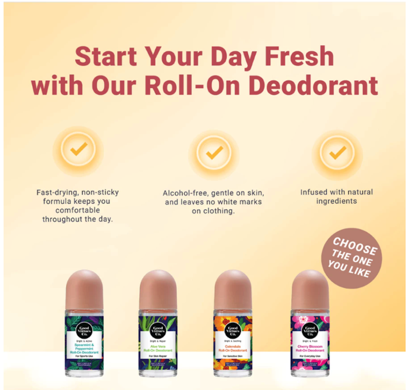 Good Virtues Co. Bright & Soothing Calendula Roll On Deodorant 3