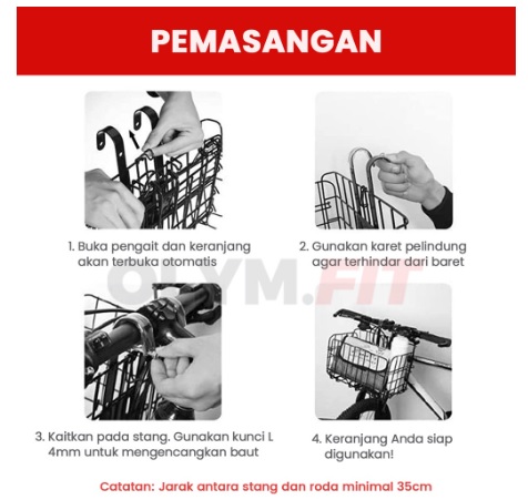 OLYM.FIT Keranjang Sepeda Lipat - Foldable Basket