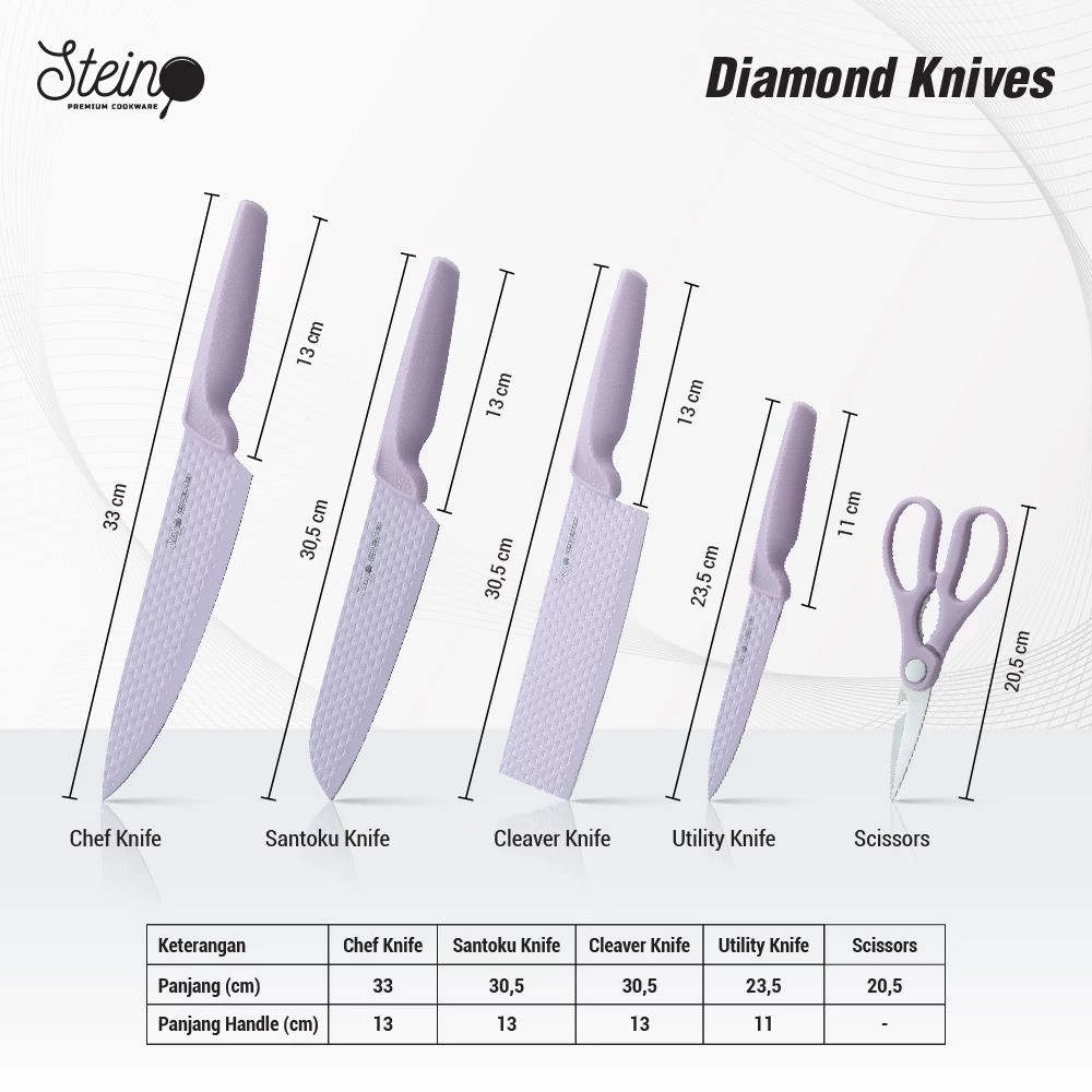 Stein Perkasa Internasional Stein Diamond Knife Set Pink 6 in 1