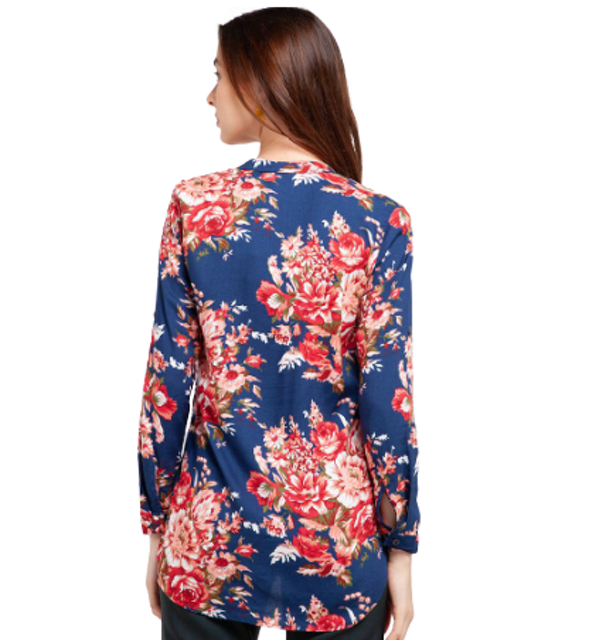 Floral Navy Rayon Blouse 2