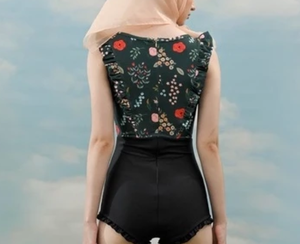  Anne Kelly Betsey Midnight Floral One Piece Vintage Swimsuit