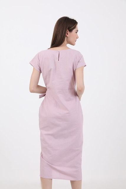 Berrybenka Sofia Kalula Side Tie Dress Pink Dope