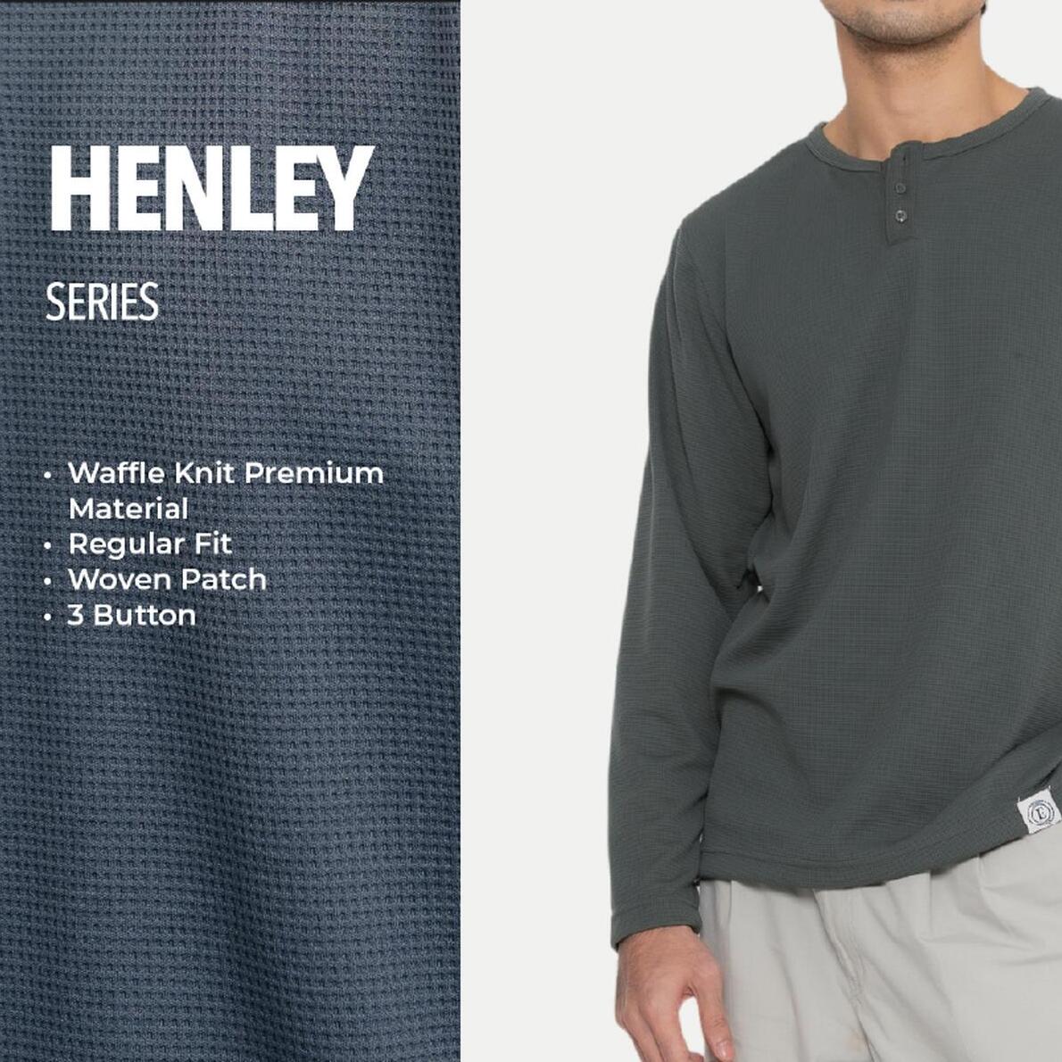 Erigo Long Sleeve Waffle Henley Manny Grey