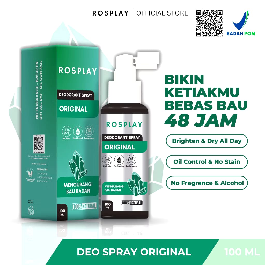  Rosplay Natural Deodorant Spray Tawas Original