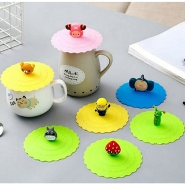 Tutup Gelas Silikon Karakter Kartun