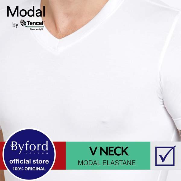 Byford Byford V Neck T-Shirt Modal By Tencel TBYT06V1MSWHT