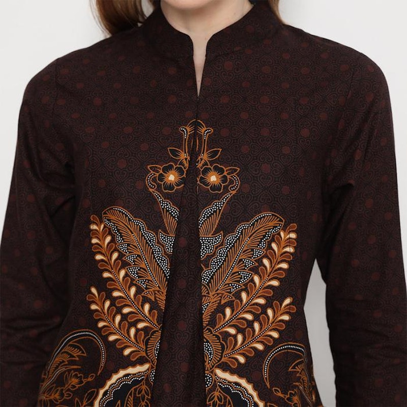 Hadinata Batik Farah Fajri Blouse Batik Wanita Lengan Panjang 2
