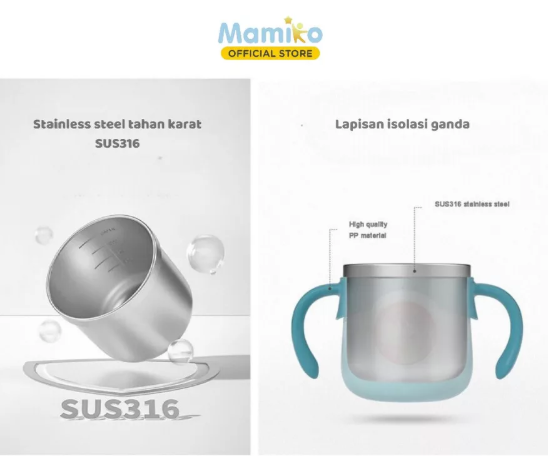 Mamiko Mamiko Milk Cup Stainless 3in1 Anti Karat