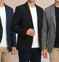  HOOF Blazer Pria Hitam Semi Wool