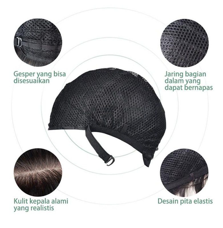 Full Wig Korean 70 cm Hitam Alami 2