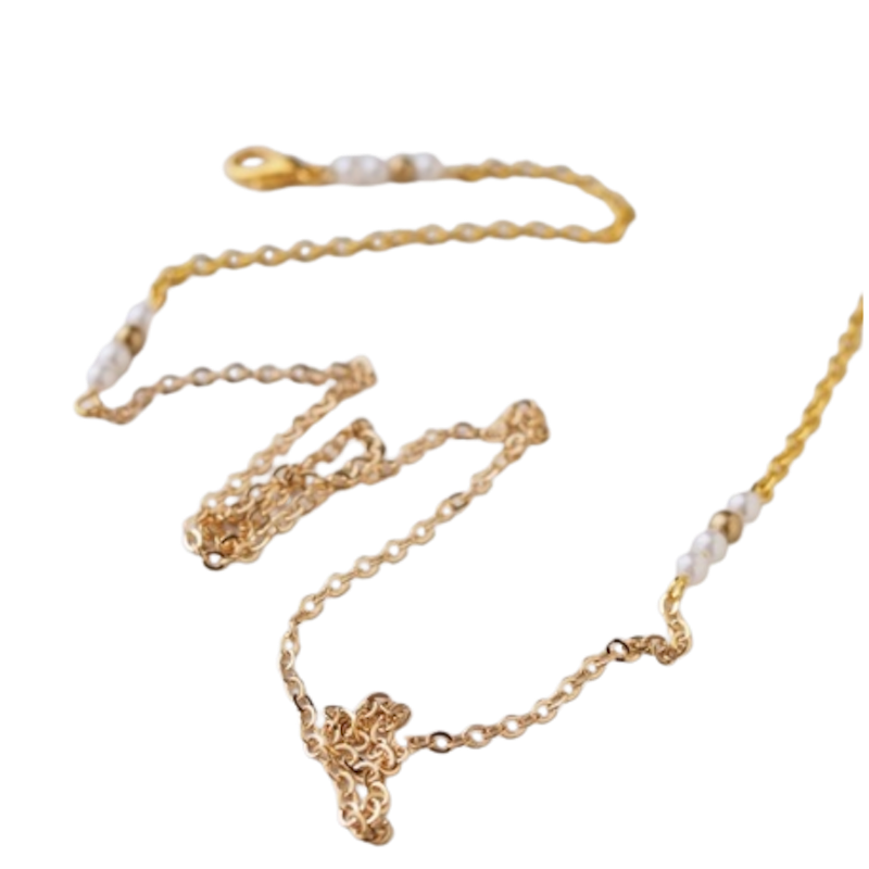 White Beads Hijab Strap Mask 1