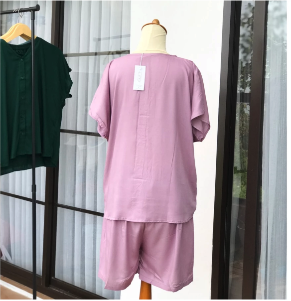  Lalucuku Setelan Baju Tidur Freila Pendek Polos