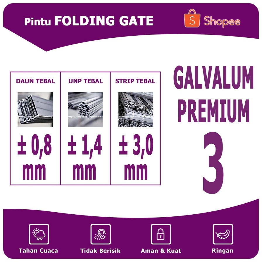 Jasa Folding Pintu Folding Gate Galvalum Premium 4