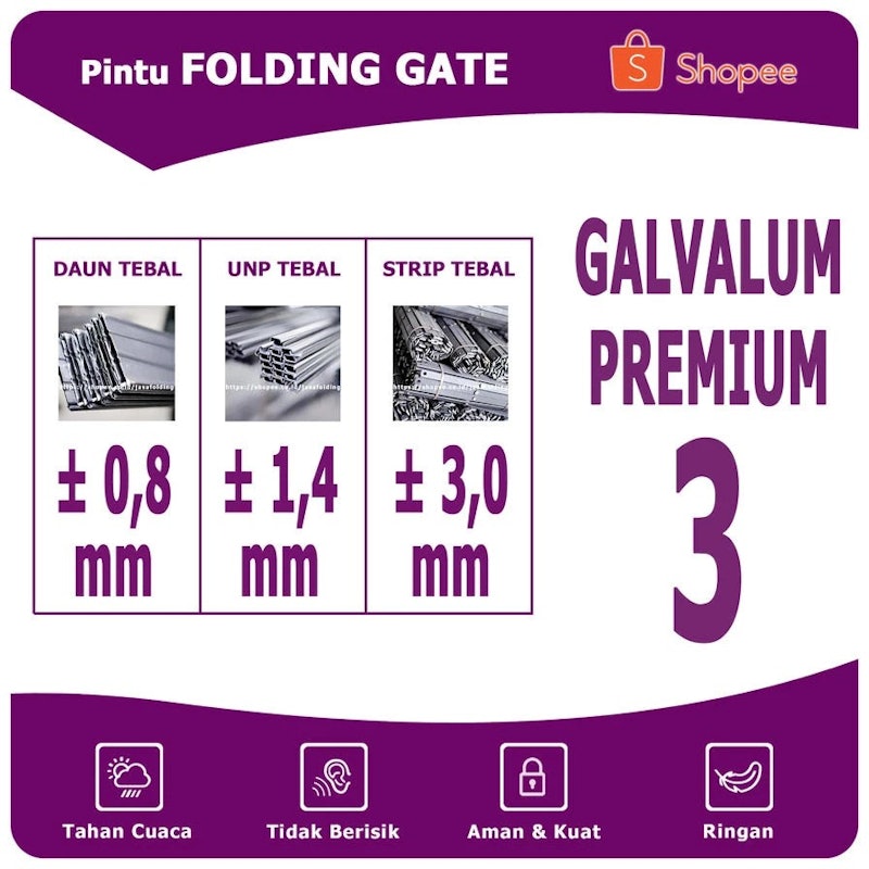 Jasa Folding Pintu Folding Gate Galvalum Premium 4