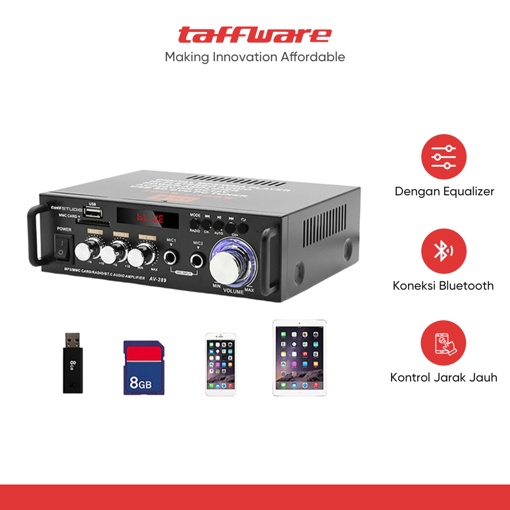 Jakarta Digital Nusantara Taffware Bluetooth EQ Audio Amplifier AV-298BT