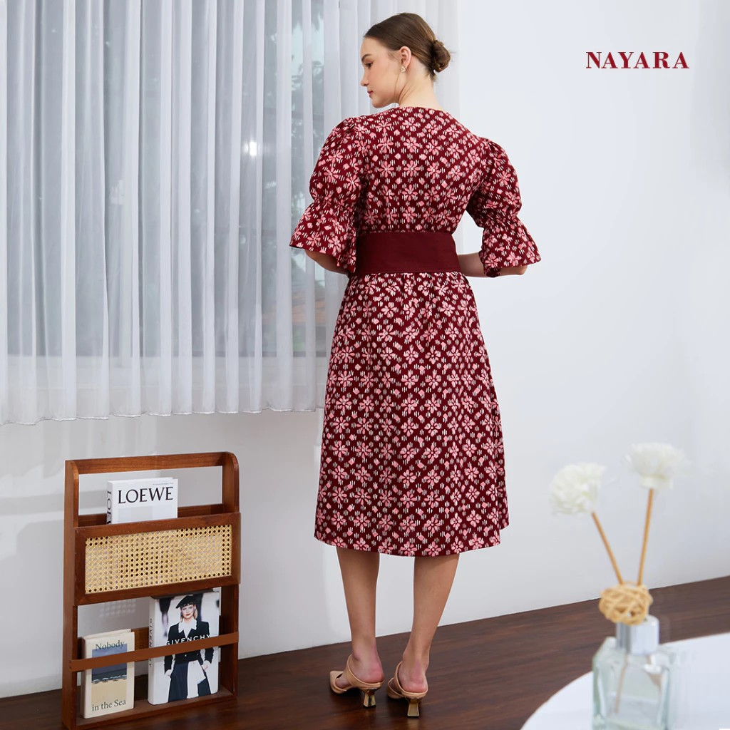 Nayara Nara Dress Batik Katun Kerah V Neck