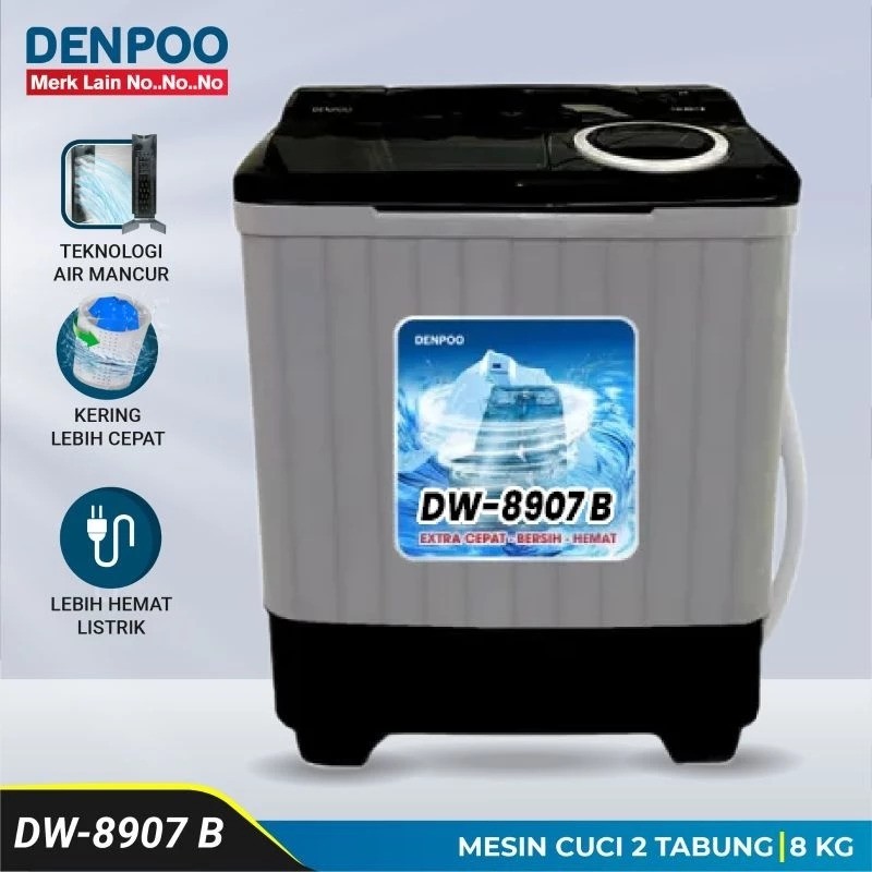 Denpoo Mandiri Indonesia  Denpoo Mesin Cuci 2 Tabung  DW-8907B