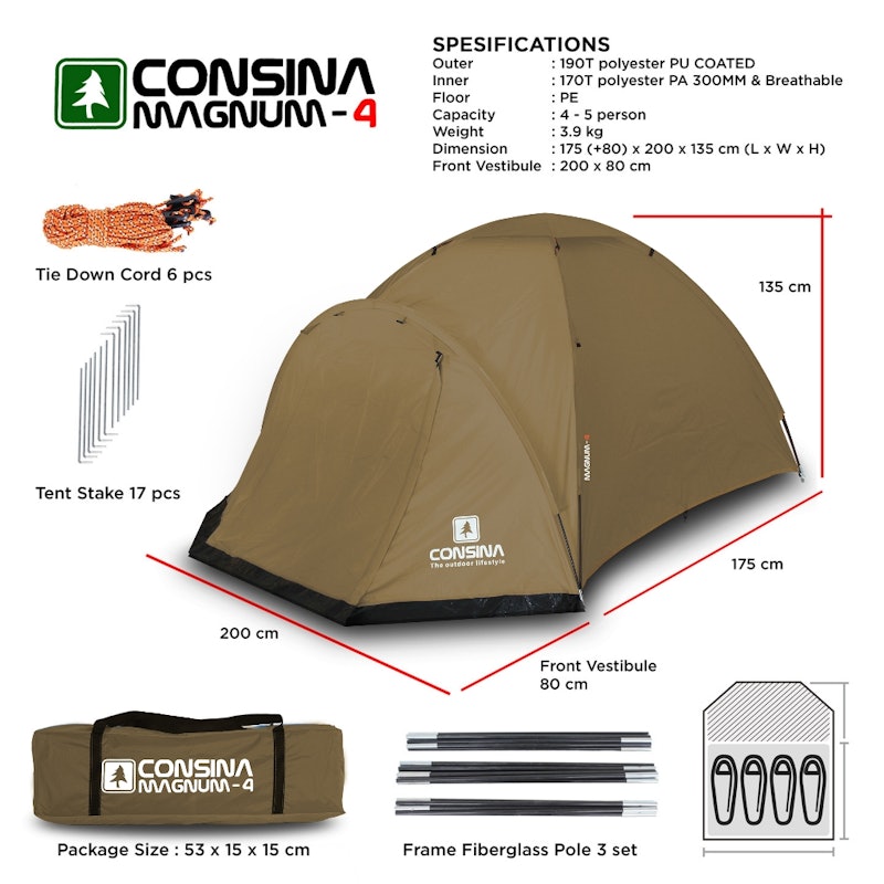 CONSINA Magnum 4 Tenda Dome Gunung 5