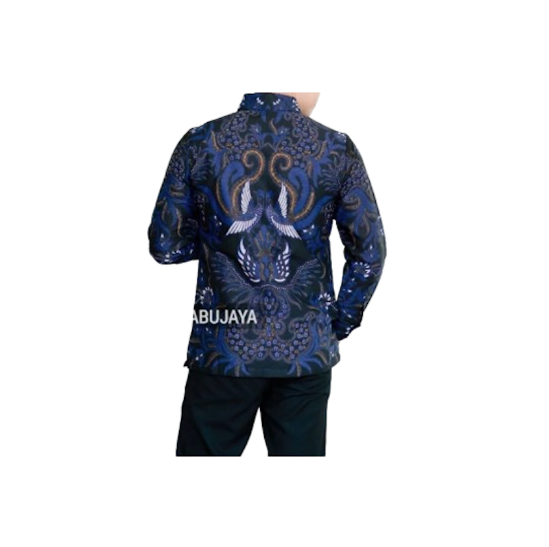 Batik Prabujaya Gurdo Biru Kemeja Batik Pria 2