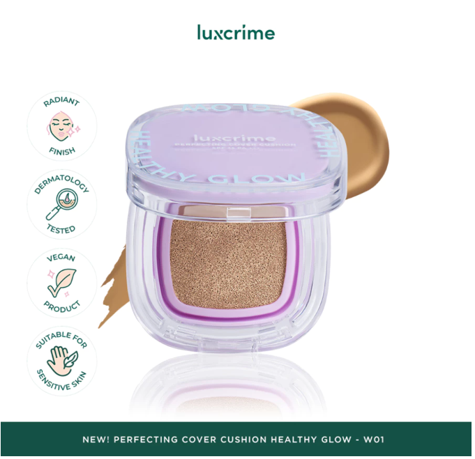 Luxury Cantika Indonesia Luxcrime Perfecting Cover Cushion Healthy Glow SPF 35 PA +++ C01