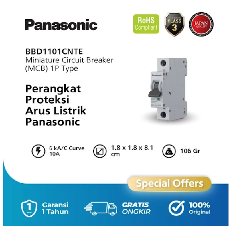 MCB 6kA 1P1E 10A C Type 2