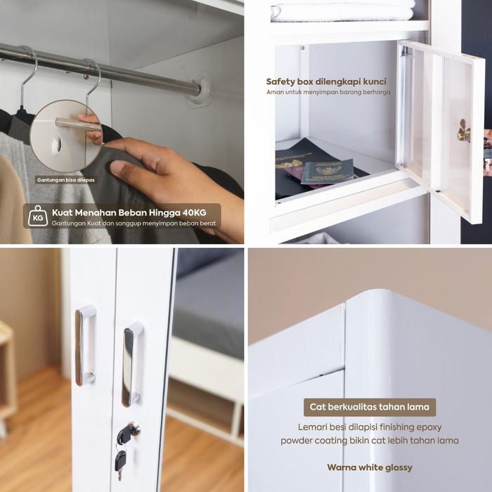 Putera Rackindo Sejahtera Pro Design Spiegel Lemari Pakaian Besi Sliding 160