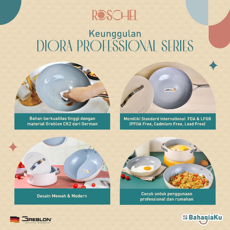 Roschel Diora Professional Wok Pan + Lid 28 cm 4