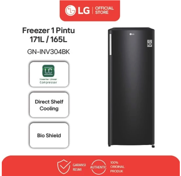 LG Electronics LG Freezer 1 Pintu 171L / 165L GN-INV304BK