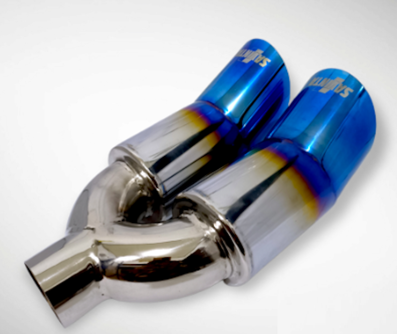 Knalpot Mobil Racing Cabang Dobel Bass Bulat Gahar Full Stainless 3