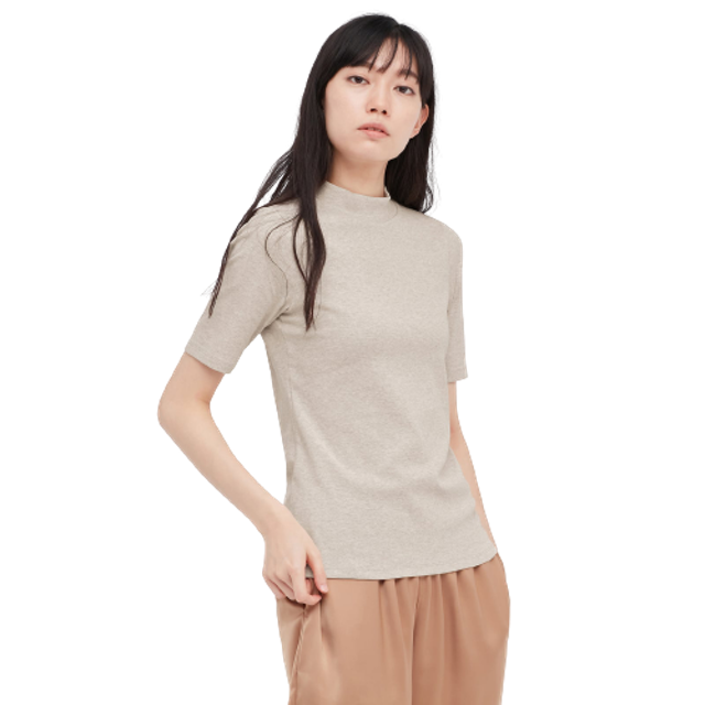 Women T-Shirt Katun Stretch High Neck 4