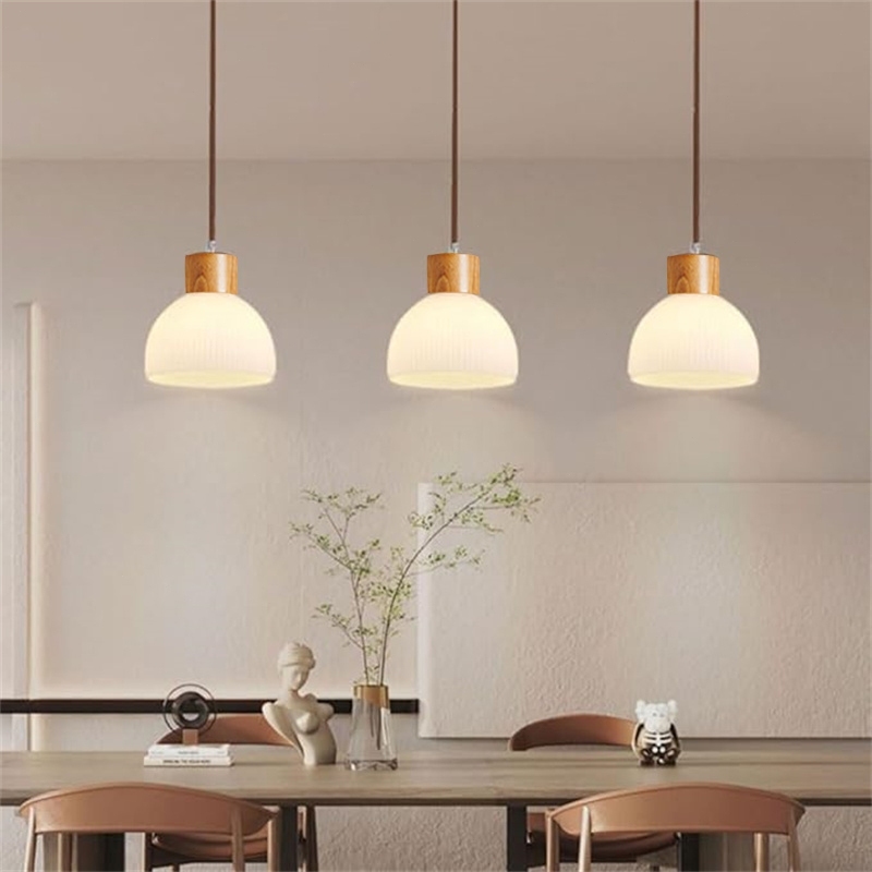  Lampu Gantung Nordik Kap Lampu Kaca Kayu