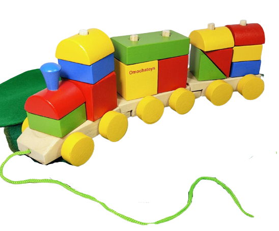 Kereta Warna BP Mainan Kayu Transportasi 