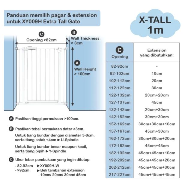  SKIDA Extra Tall & Wide Safety Gate XY009H-W