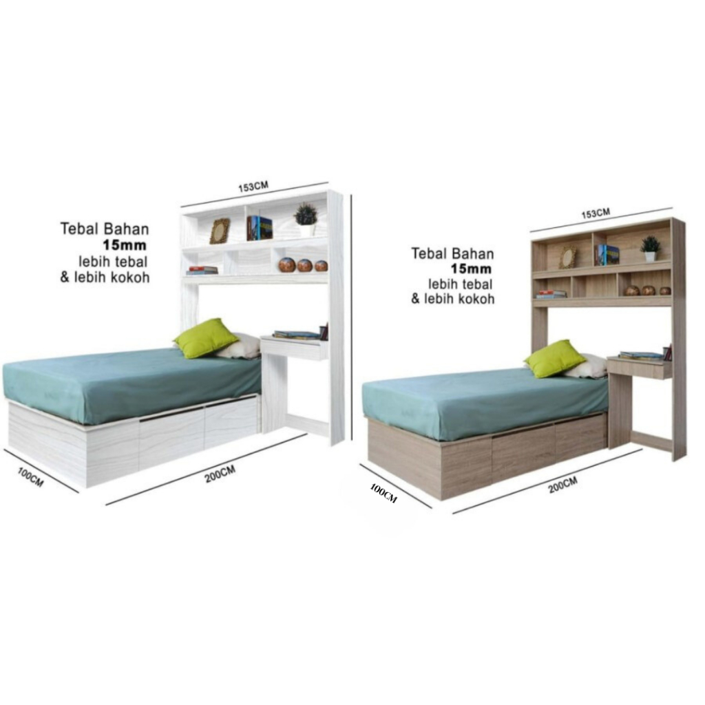 Kirana Home and Living Kirana Washington Set Ranjang & Meja Belajar & Rak Buku