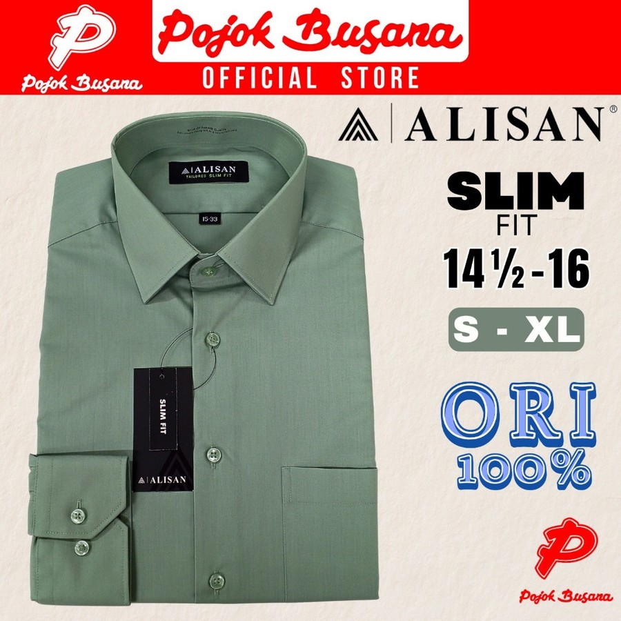 Alisan Kemeja Lengan Panjang Polos Slimfit 3