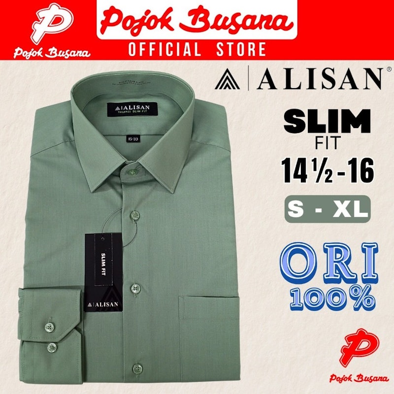 Alisan Kemeja Lengan Panjang Polos Slimfit 3