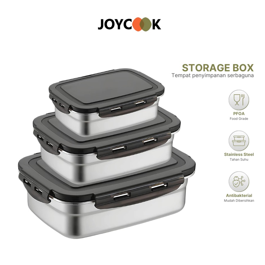  JOYCOOK Kontainer Makanan Stackable Persegi