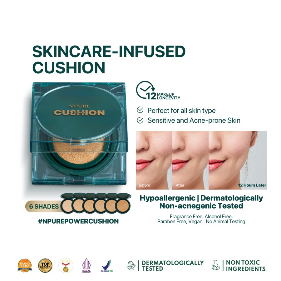 Penta Natural Kosmetindo N'PURE Centella Asiatica Flawless Matte Power Cushion (Apricot)