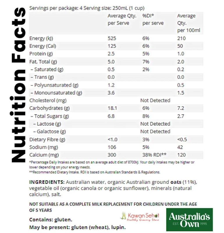 Australia's Own Unsweetened Organic Oat 1 liter 2
