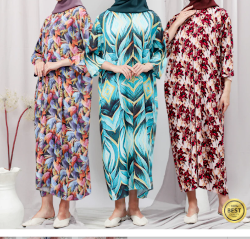Chils Daster Dress Motif Mewah Lengan 3/4 2