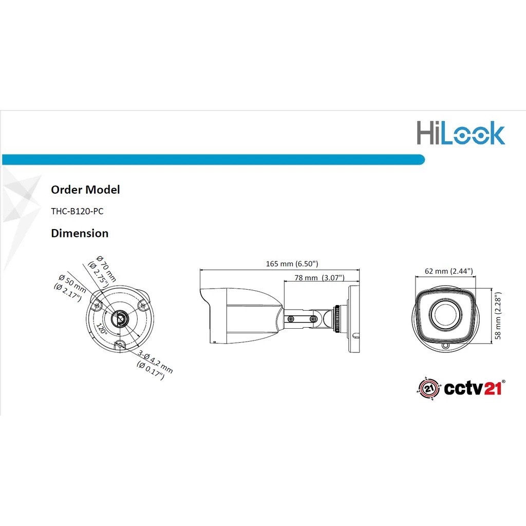 Tiga Putra Internasional Hilook 2 MP Fixed Mini Bullet Camera THC-B120-PC