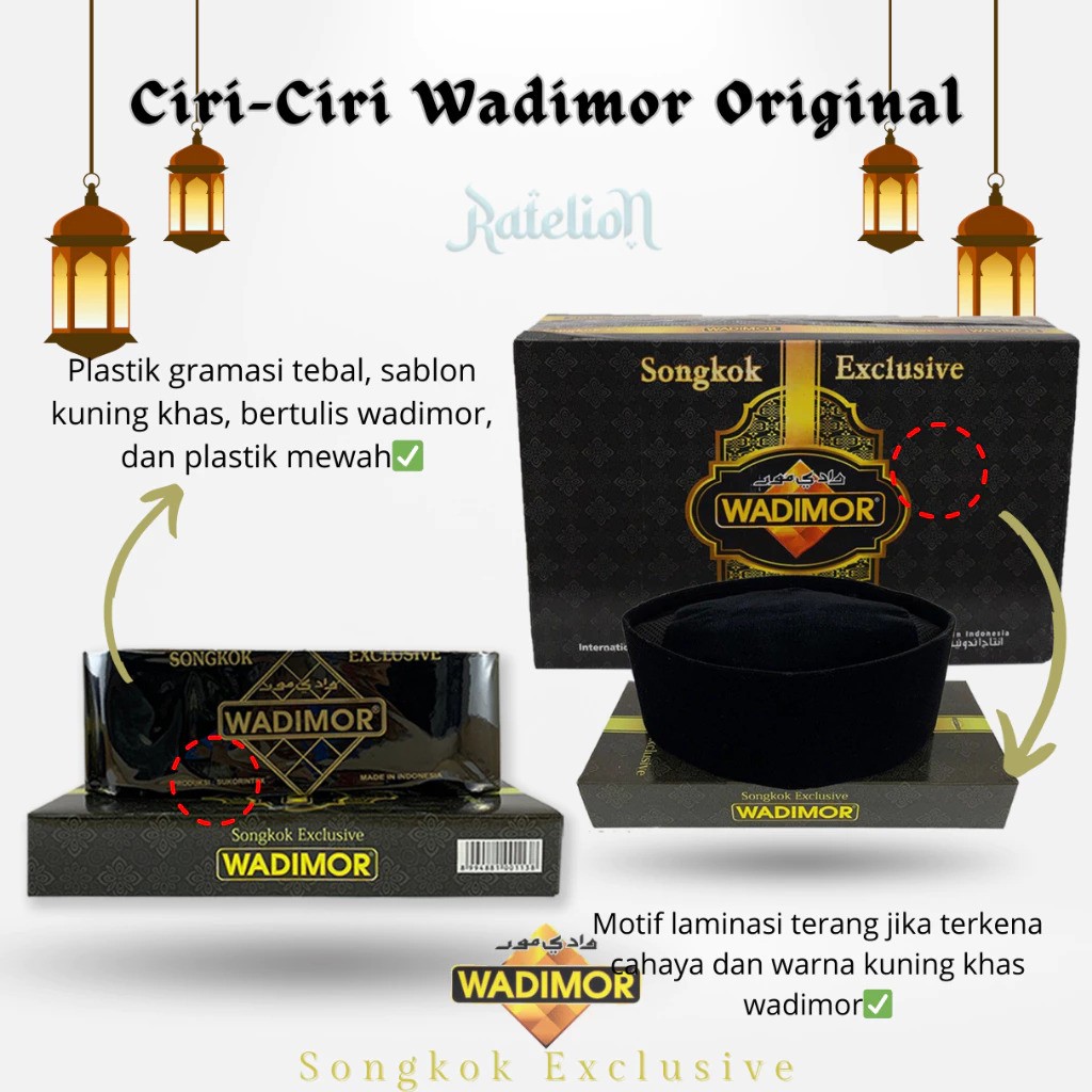 WADIMOR Songkok Peci Hitam Polos AC
