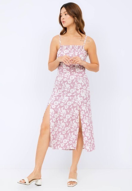 Printed A-line Skirt with Slit 1
