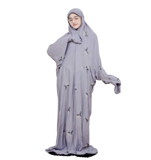 ALFATH714 Mukena Dewasa Terusan Bordir Pita Bunga