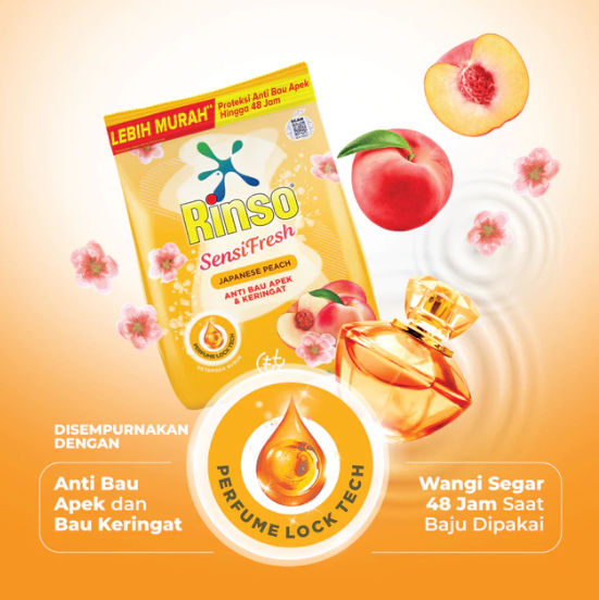 Unilever Indonesia Rinso SensiFresh Deterjen Bubuk Japanese Peach
