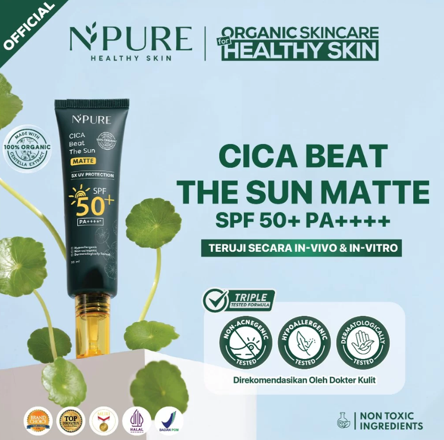 Penta Natural Kosmetindo N'PURE CICA Beat The Sun Matte SPF 50+ PA++++