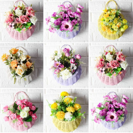 Vas Bunga Dinding Full Rotan