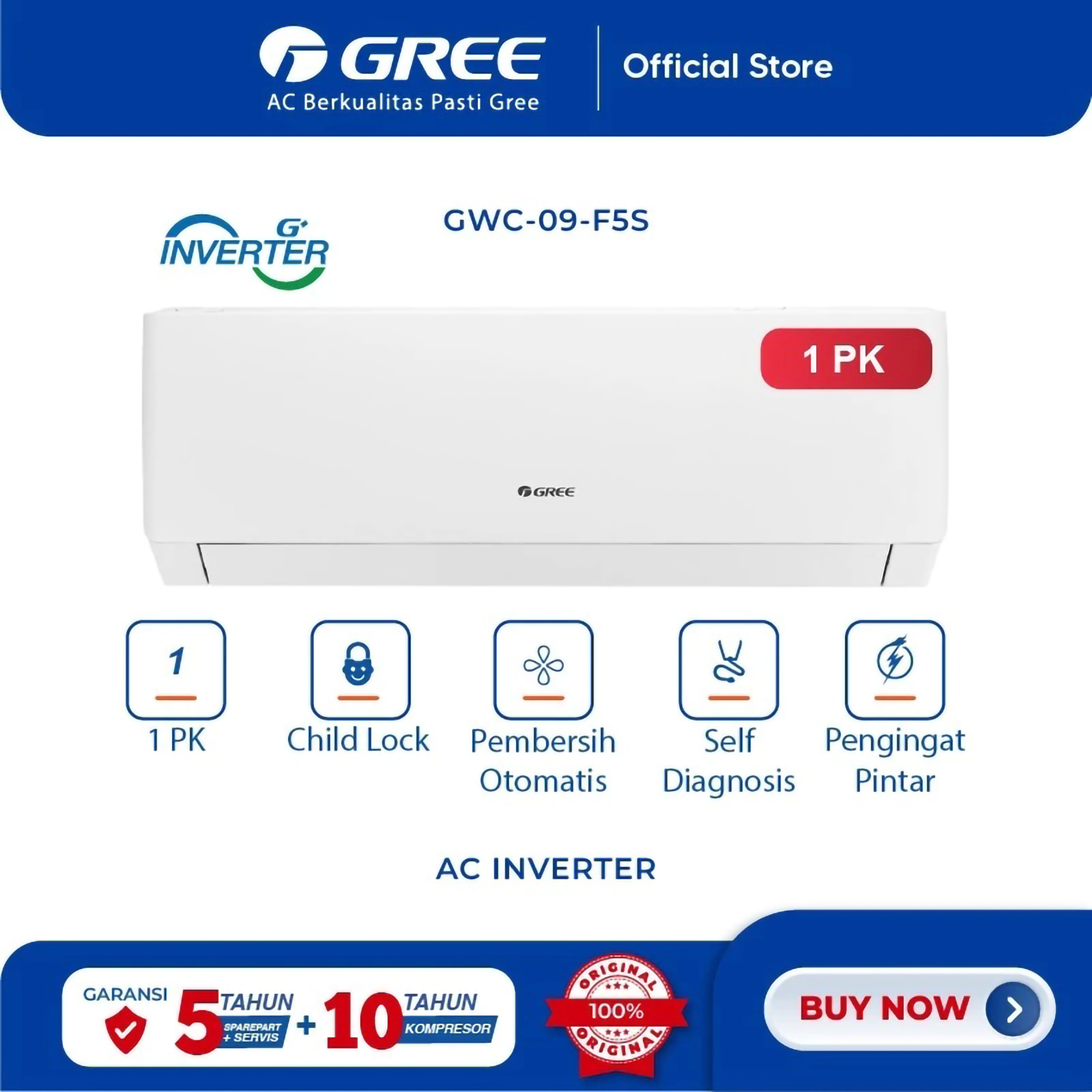 Gree Electric Gree AC F5S Series 1 PK GWC-09F5