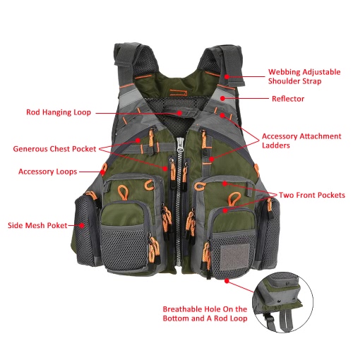 Lixada Outdoor Breathable Fishing Life Vest Superior 209lb Buoyancy