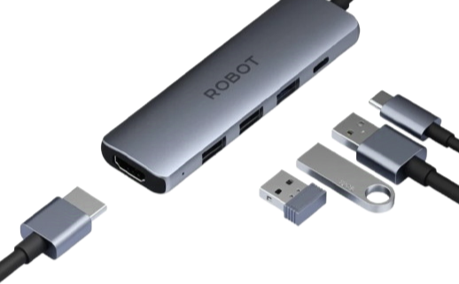 ROBOT Multiport 5 in1 USB Type C HUB Adapter ｜ HT350